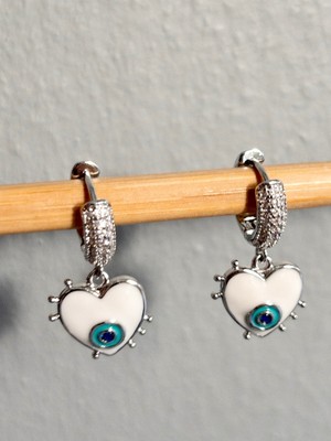 PremiumPort Zirkon Taşlı Nazar Boncuklu Çelik Küpe, Şık ve Zarif Tasarım