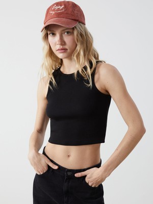 Lc Waikiki Yeni Sezon Bisiklet Yaka Dokulu Kadın Crop