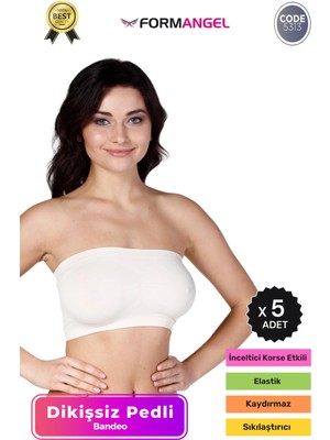 Form Angel #bandeo Seamless Toparlayıcı Kadın Basic Örme Dikişsiz Pedli Bandeo Büstiyer - 5 Adet