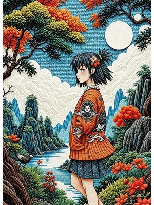 Bedeko Ormanda Yürüyen Kız Mdf Ahşap Tablo