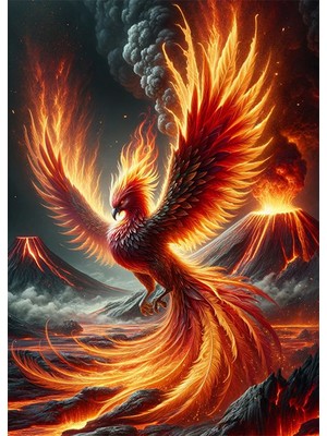 Bedeko Anka Kuşu ve Alevler Mdf Ahşap Tablo