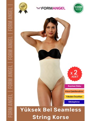 Form Angel #korse Seamless Dikişsiz Toparlayıcı Vücut Şekillendiren Kaymaz Yüksek Bel String Korse - 2 Adet
