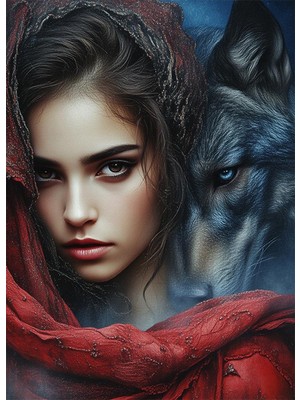 Bedeko Bozkurt ve Kadın Resimli Mdf Ahşap Tablo