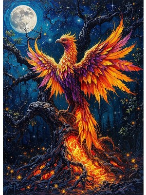 Bedeko Anka Kuşu ve Dolunay Mdf Ahşap Tablo