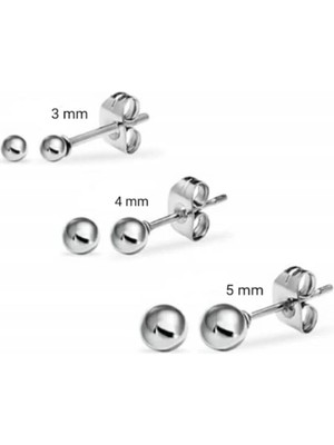 PremiumPort Unisex Cerrahi Çelik Top Küpe, Gümüş Renk, Şık ve Zarif Takı