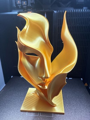 TSC 14 cm Insan Yüzü Biblo Ofis Masa Dekoratif Obje Büst Gold Renk