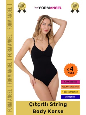 Form Angel #korse Iz Bırakmayan Kaymaz Seamless Toparlayıcı Dikişsiz Kadın Çıtçıtlı String Body Korse - 4 Adet
