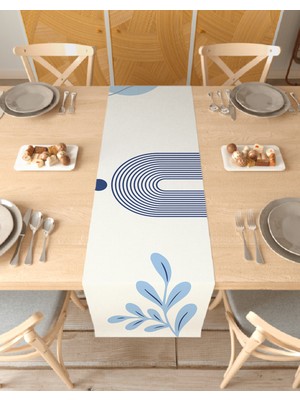 Greendecor Yaprak Bohem Desenli Özel Tasarım Runner Dijital Baskılı Dekoratif Masa Örtüsü Modern Ev Dekorasyonu