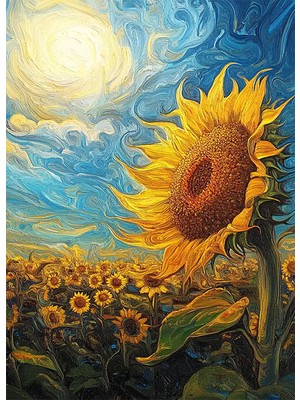 Bedeko Ay Çiçeği Resimli Mdf Tablo