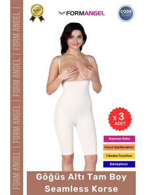 Form Angel #korse Dikişsiz Toparlayıcı Kaymaz Seamless Sıkılaştırıcı Kadın Göğüs Altı Tam Boy Korse - 3 Adet