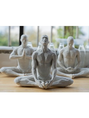 TSC Meditasyon Yapan Adamlar Modern Hediyelik Dekoratif Obje Figür 15 cm