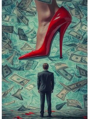 Bedekotopuklu Ayakkabı ve Dolar Ahşap Tablo