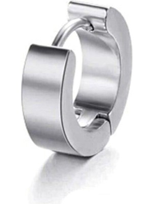 PremiumPort Şık Erkek Gümüş Çelik Delikli Halka Küpe, Günlük ve Spor Tarzınıza Uygun