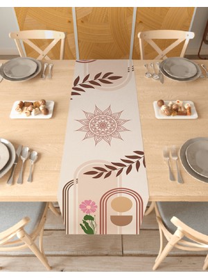 Greendecor Mandala Çiçek Desenli Şık Özel Tasarım Runner Dijital Baskılı Dekoratif Masa Örtüsü Ev Dekorasyonu