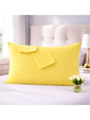 Lila Moon Sarı Renkli Pamuklu Ranforce Kumaştan Yastık Kılıfı (2ADET)