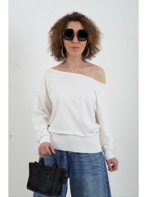 Zelish My Sister Ekru Tek Omuzu Düşük Kazak