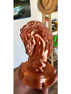TSC 14CM Bronz Renk At Keyheli Büstü Hediyelik Dekoratif Obje Figür 15 cm
