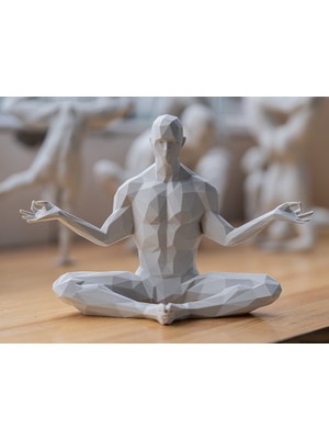 TSC Meditasyon Yoga Yapan Adam Estetik Hediyelik Dekoratif Obje Figür 15 cm