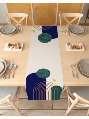 Greendecor Geometrik Çizgi Güneş Desen Özel Tasarım Runner Dijital Baskılı Dekoratif Masa Örtüsü Ev Dekorasyonu