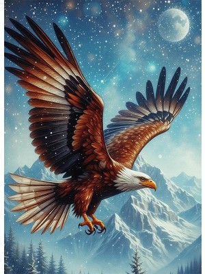 Bedeko Karlı Tepeler Üzerinde Uçan Kartal Mdf Ahşap Tablo