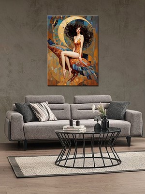 Bedeko Kuş Üzerinde Kadın Sürreal Mdf Ahşap Tablo