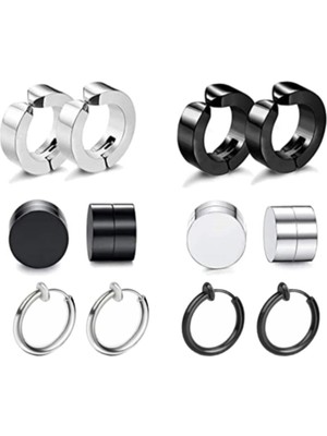 PremiumPort 6 Çift Deliksiz Sıkıştırma Mıknatıslı Küpe Seti, Şık ve Kullanışlı Aksesuarlar