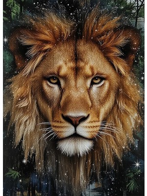 Bedeko Aslan Yüzü Resimli Mdf Ahşap Tablo