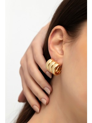 PremiumPort Shiny Three-Row Silver Hoop Earrings For Women Elegant Jewelry