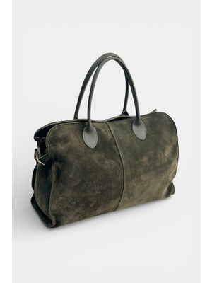 MİALES Miales  %100 Hakiki Süet Deri Fermuar Kapama ve Iç Cep Detaylı Kadın Omuz Çantası