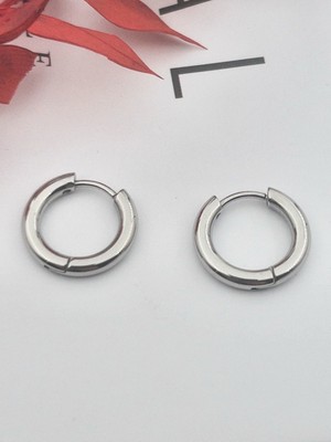 PremiumPort 316L Cerrahi Çelik Unisex Gümüş Renk Halka Küpe 1,5 cm