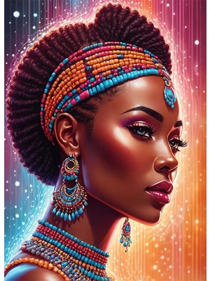 Bedeko Afrikalı Kadın Mdf Ahşap Tablo