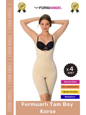 Form Angel #korse Vücut Şekillendiren Toparlayıcı Özel Bölgesi Açık Kaymaz Fermuarlı Tam Boy Korse - 4 Adet