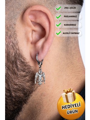 PremiumPort Şık Erkek Çelik Halka Sallantılı Küpe, Dayanıklı ve Tarz Sahibi Tasarım