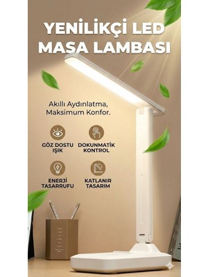 İnura Global Katlanabilir Dokunmatik Kontrollü Göz Dostu Akıllı LED Masa Lambası - Enerji Tasarruflu