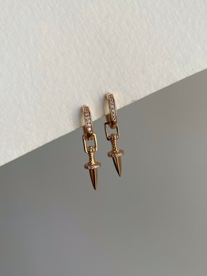 PremiumPort Rose Gold Taşlı Çivi Model Sallantılı Zarif Küpe, Kararma Yapmaz