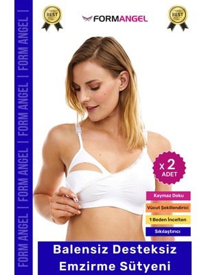 Form Angel #emzirmesütyeni Balensiz Desteksiz Klipsli %100 Pamuk Dikişsiz Hamile Lohusa Emzirme Sütyen - 2 Adet