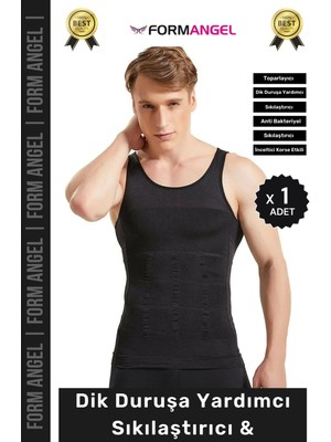 Form Angel #erkekkorse Dik Duruş Vücut Bel Göğüs Toparlayıcı Göbek Sıkılaştırıcı Erkek Korse Atlet - 1 Adet