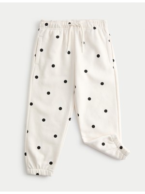 Marks & Spencer Pamuk Karışımlı Puantiye Desenli Jogger Pantolon (2-8 Yaş)