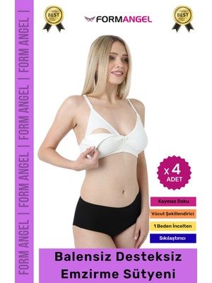 Form Angel #emzirmesütyeni Balensiz Desteksiz Klipsli %100 Pamuk Dikişsiz Hamile Lohusa Emzirme Sütyen - 4 Adet