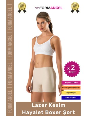 Form Angel #korse Toparlayıcı Vücut Şekillendirici Kaymaz Dikişsiz Iz Göstermez Lazer Kesim Boxer Şort - 2 Adet