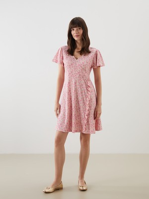 Lc Waikiki Yeni Sezon Kruvaze Yaka Çiçekli Elbise