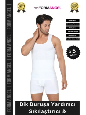 Form Angel #erkekkorse Dik Duruş Vücut Bel Göğüs Toparlayıcı Göbek Sıkılaştırıcı Erkek Korse Atlet - 5 Adet