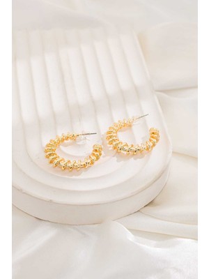 PremiumPort Şık Tırtıklı Kadın Halka Küpe, Zarif ve Modern Tasarım