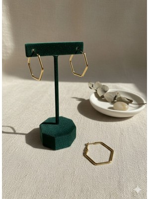 PremiumPort Paslanmaz Çelik Altıgen Küpe, Şık ve Dayanıklı Takı