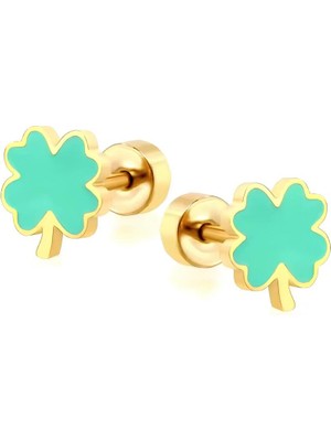 PremiumPort Çelik Çocuk Küpesi, Güvenli Vidalı Kapama, Şık ve Dayanıklı Takı