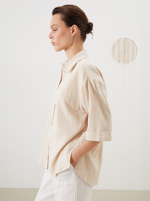 Lc Waikiki Yeni Sezon Oversize Dokulu Kadın Gömlek