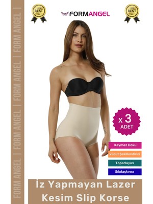 Form Angel #korse 2 Beden Incelten Toparlayıcı Iz Göstermeyen Kaymaz Kadın Lazer Kesim Slip Korse - 3 Adet