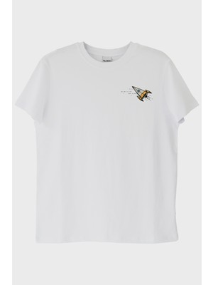 Nuugg Roket Desenli Beyaz Tişört