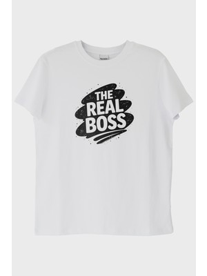 Nuugg The Real Boss Beyaz Tişört