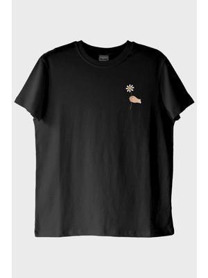 Nuugg Benden Sana Papatya Siyah Tişört